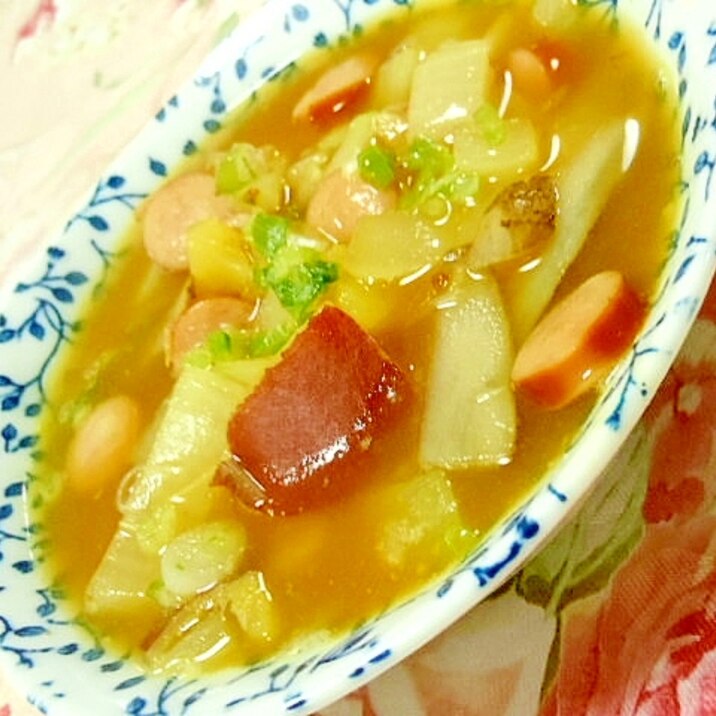 市販の素ｄｅ❤カレー風味の具だくさんスープ❤